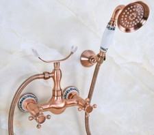 Antique Red Copper Bathroom Handheld Spray Shower Faucet Set Mixer Tap 2na342