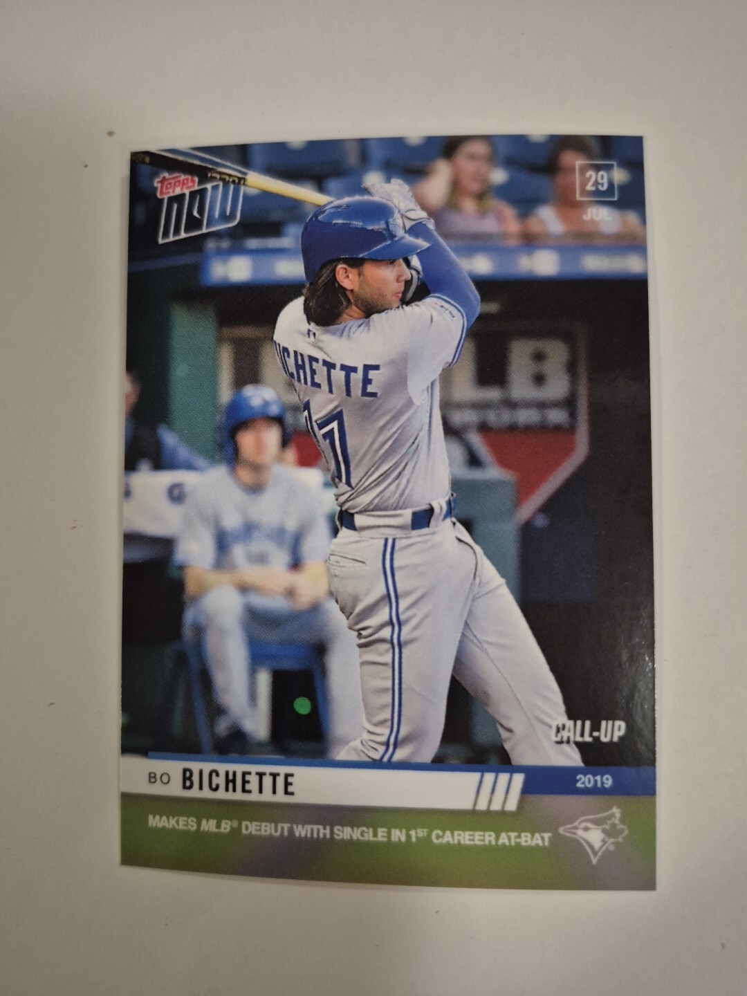 July 29 2019 Bo Bichette Call-Up Topps Now MLB Debut 1st Career Hit AB #598