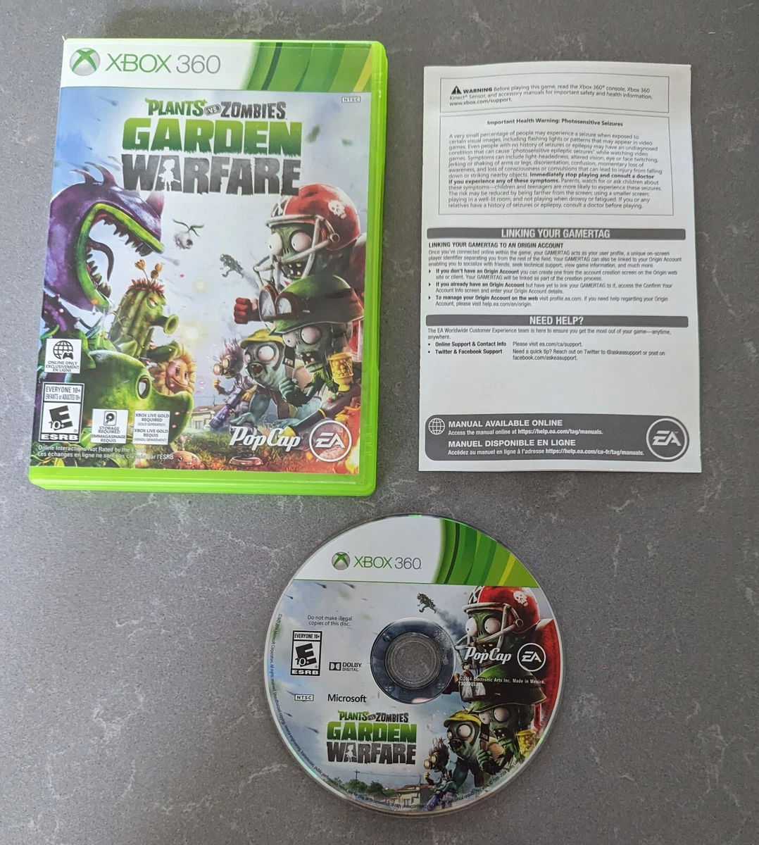 Plants vs Zombies Garden Warfare Xbox 360 Game and Case NO