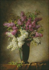 Needlework Crafts Full Embroidery Counted Cross Stitch Kits Lilacs in a Vase