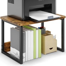 Printer Stand with Storage for Home of Office Shelf for Desk Organizer  Brown 