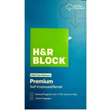 H&R Block 2022 Tax Software Premium Self-Employed/Rental PC/Mac Download