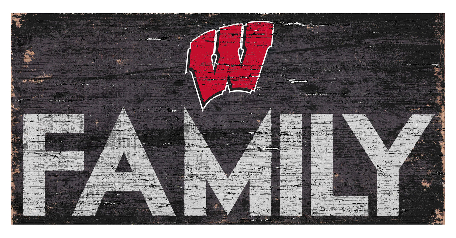 Старинная вывеска из дерева Wisconsin Badgers Family 12 x 6
