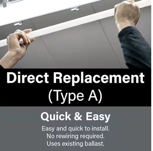 20-Watt 4 ft. T12 G13 Type A Plug and Play Linear LED Tube Light Bulb Cool White - Image 4 of 4