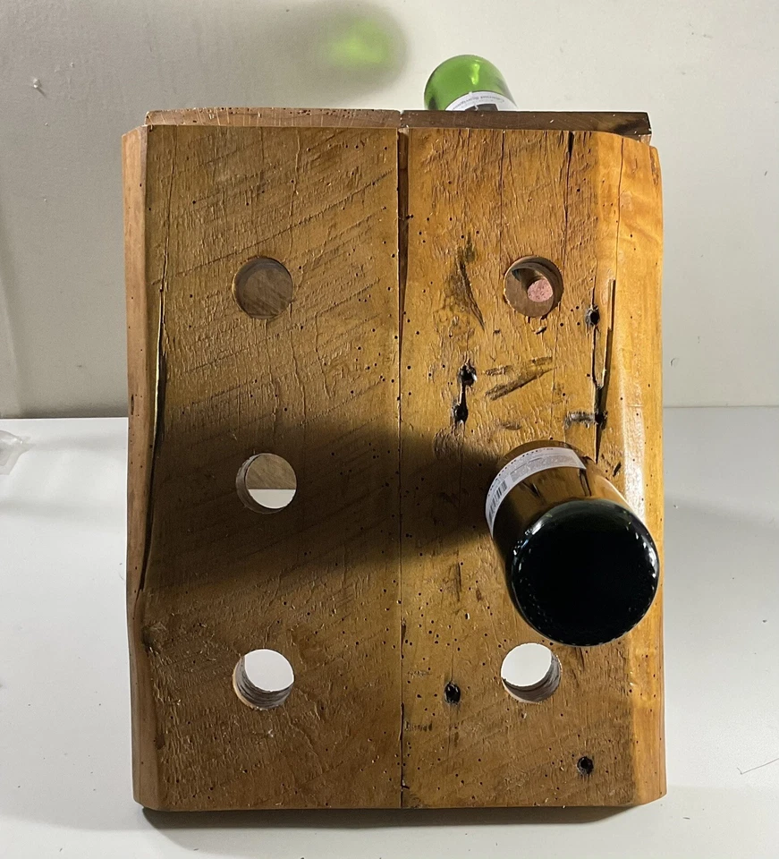 Estante para vino de mesa de madera de roble recuperado - 12 botellas - pesado Foto 2 de 4