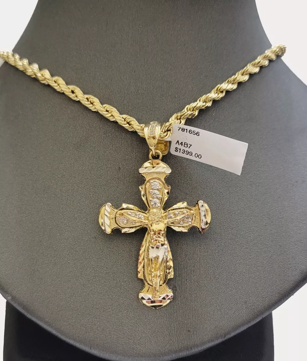10k yellow gold cross cheap pendant with chain