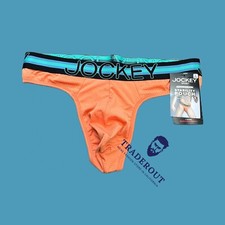 Jockey mens Orange sport mesh pouch thong underwear size M L 2XL