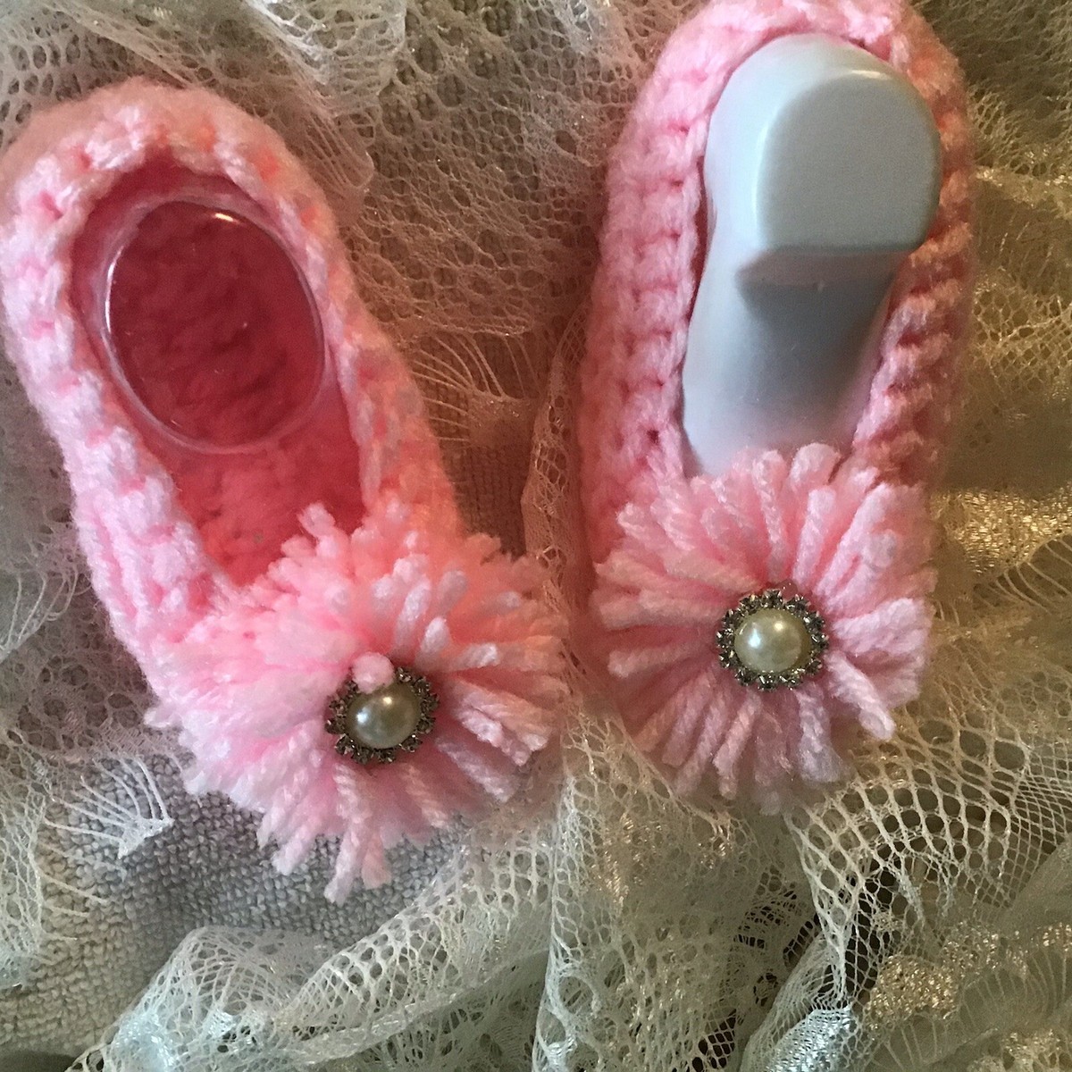 Pink Hand Crochet Baby Booties, Size 1-2 years, gift packaging