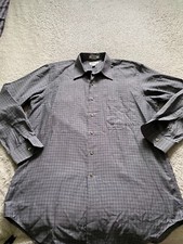 Paul Fredrick Men Plaid Long Sleeve Button-Up Shirt Gray Size 16 34