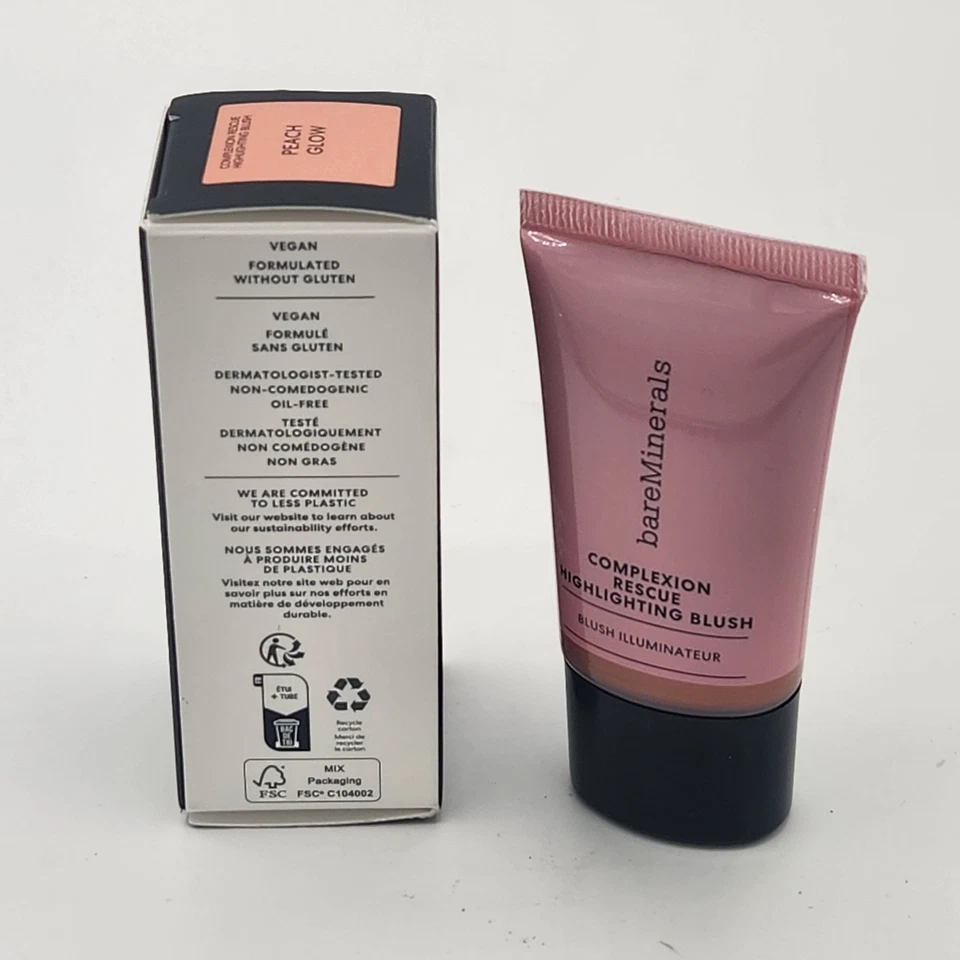 НОВЫЕ румяна BareMinerals Complexion Rescue Highlighting ПЕРСИКОВОЕ СВЕЧЕНИЕ 15 мл/0,5 унции - Изображение 2 из 4