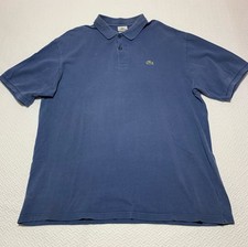 Lacoste Polo Shirt Mens 8 3XL Blue Croc Logo Crocodile Preppy Short Sleeve