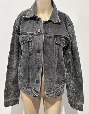 The People Vs Grey Fade Denim Jacket Grunge Oversized Unisex S Festival Rock