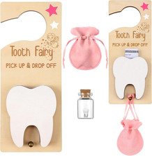 Doublefill Fairy Tooth Gift Holder Bag Door Hanger Lost Teeth Keepsake Box Tooth