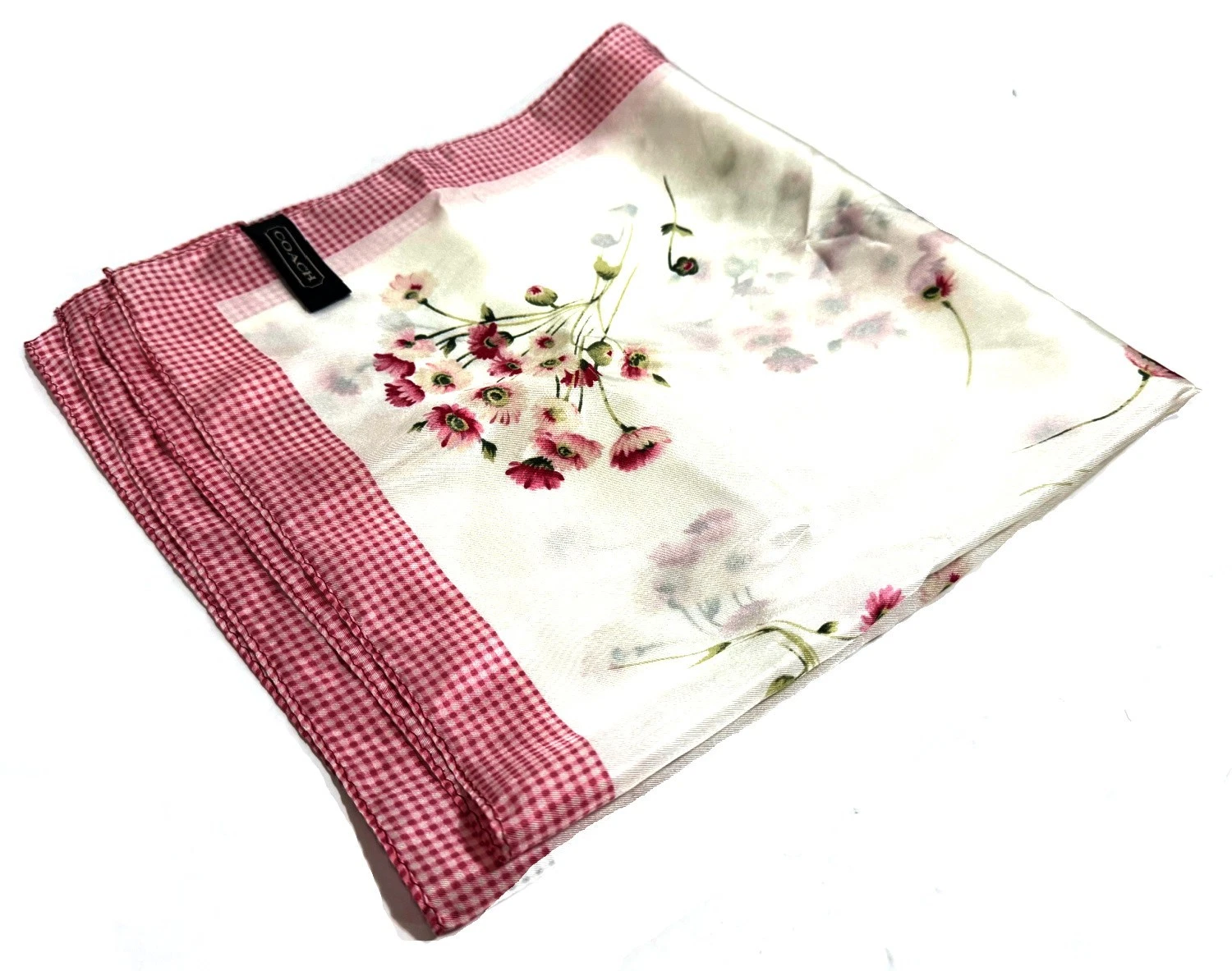 NEW Coach Vintage Y2K Daisy Floral Print Silk Bandana Handbag Scarf 20x20 RARE