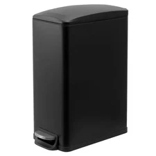 11.9 Gal. Matt Black Slim Metal Household Trash Can, Kitchen Step-On Trash Can