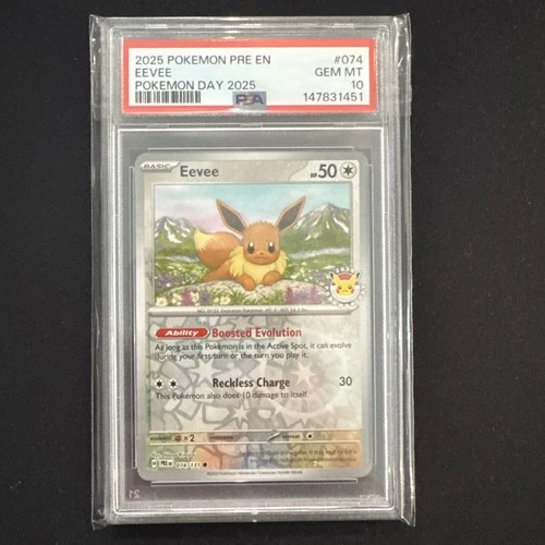 Eevee 074 (Pokemon Day 2025) (Reverse Cosmos Holo) PSA 10