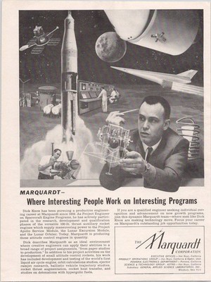 Marquardt 1966 Vintage Print Ad Spacecraft Engine Project Apollo NASA