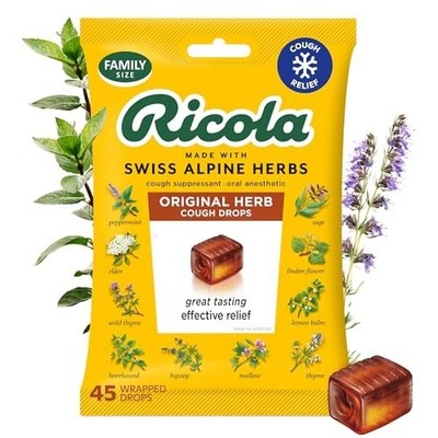 Ricola Original Herb Cough Drops, 45 Count, Cough Suppressant & Throat Relieving