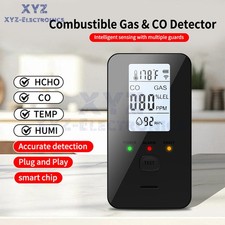 LCD Carbon Monoxide Detector Plug 4-in-1 CO Level Monitor Temp Humidity Alarm