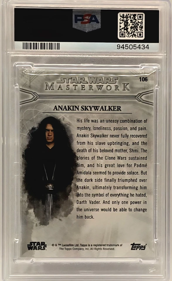 Anakin Skywalker 2018 Topps Star Wars Masterwork #106 PSA 10 GEM MT  - Image 2 of 2