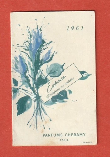 SCENTED CARD - 1961 CALENDAR - CHERAMY PERFUMES - SPACE