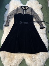 Black Sheer Dress With Velvet Star Accents As Pictured