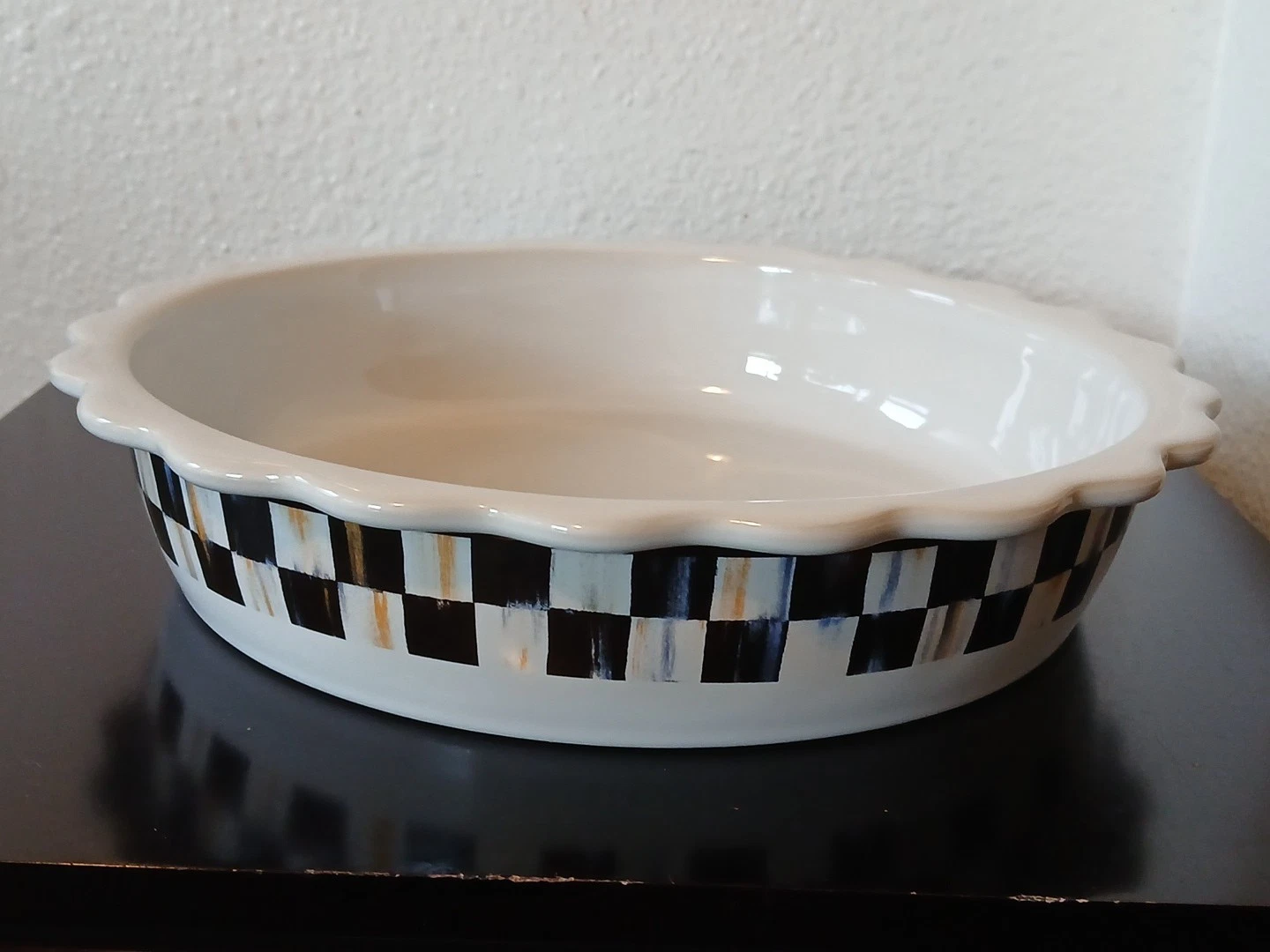 NEW Mackenzie-Childs Courtly Check Ceramic Pie Baking & Serving Dish Only
