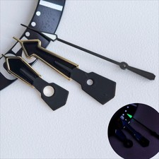 Silver Trim Black Painted Black Second Green Lume Watch Hands for NH35/36