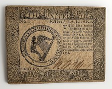 SEPTEMBER 26, 1778 $8 EIGHT DOLLARS CONTINENTAL CURRENCY NOTE