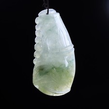 Certified Green 100 Natural A Jade jadeite bamboo pendant 31646a