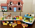 Vintage Fisher Price Little People Tudor House, House Boat, Cars, Figures & More