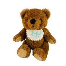 Dakin Teddy Bear Vintage 1986 Jointed Plush Stuffed Animal Paws Baby Bib Korea