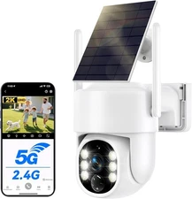 5G Solar Camera Outdoor Wireless 2K Battery Powered Camera Color Night Vision