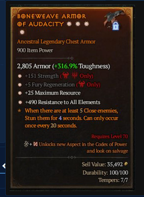     DIABLO 4 SEASON 13 LEGEN CHEST 4GA-STR+FURY REGEN+RESOURCE+RES ALL
