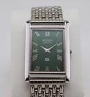 Seiko Vintage Slim Tank Quartz Watch Green Dial Silver Bracelet Men's