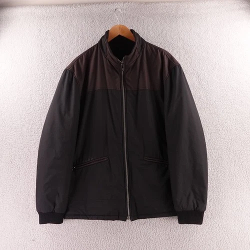 Zegna Sport Mens Full Zip Two Tone Jacket Brown Black Bomber Size XL video thumbnail