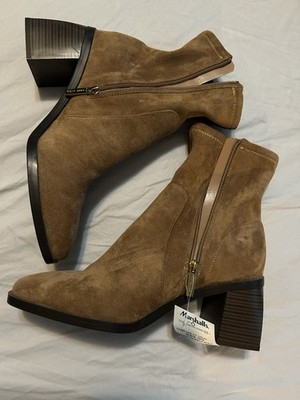 Anne Klein Astrid Mid Calf Camel Faux Suede Zip  Block Heel Fall  Boots Sz 10