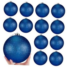 Poen Pcs 6 Inch Large Christmas Ball Ornaments Glitter Extra Large 12 Dark Blue