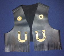 VTG Children s western Black Suede Leather Cowboy Chaps Vest small
