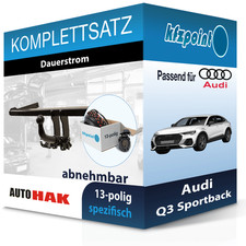Für Audi Q3 Sportback 06.19- AUTO HAK Anhängerkupplung abnehmbar + 13polig neu