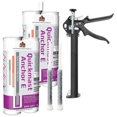 Quickmast E 20.2 fl oz. Concrete Anchor Epoxy, 2-Pack with Epoxy Gun - Two-Pa...