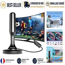 Antenne TV Intérieure Puissante 2026 Amplificateur 600km 4K HD Noir