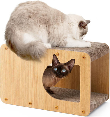 Cardboard Cat Scratcher House, 17-Inch Corrugated Cat Scratcher for Indoor Cats,