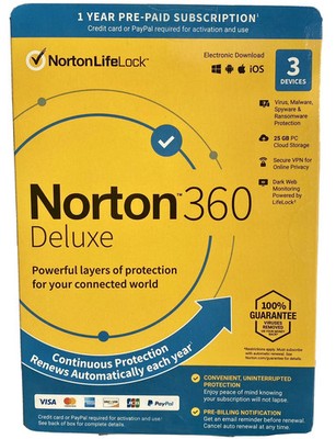 Norton 360 Deluxe, 2024 Ready, Antivirus software for 3 Devices with Auto Renewa