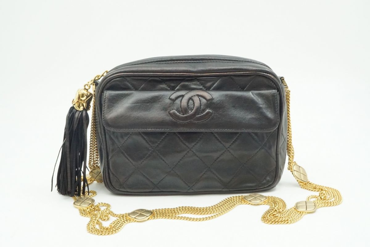 CHANEL Matelasse Catena Mini Borsa a Spalla Nappa Coco Mark Pelle Nero 4447h