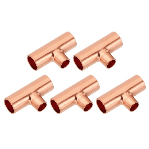 3/8"x1/4"x3/8" ID Reducing Tee Copper Fitting 5pcs Pipe Tube Connector Adapter