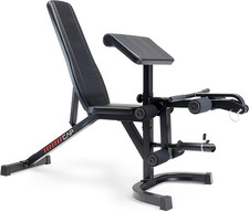 Adjustable Utility Weight Bench with Preacher Pad, Arm Curl Attachment, and Leg