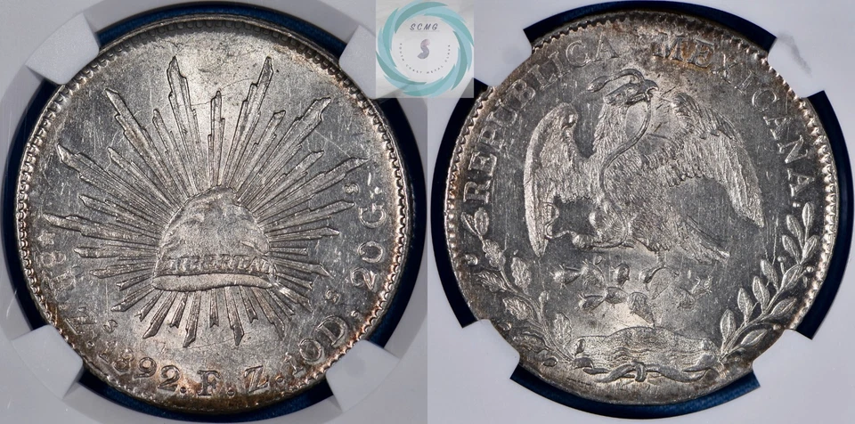 1892 ZS FZ Mexico 8 Reales NGC MS 62 - Eye Appealing Clean Specimen!!! - Image 4 of 4