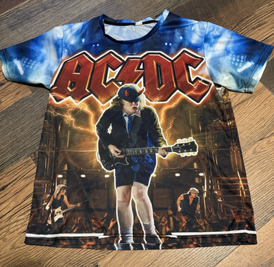 AC/DC Angus Young Large T Shirt Sublimation Highway To Hell Hells Bells Live