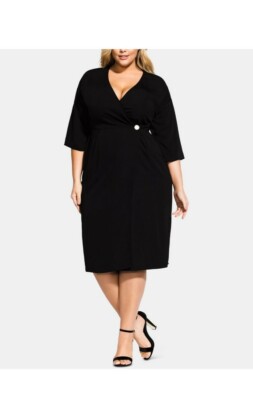 City Chic PLUS SIZE Black Carmen Wrap Dress NWT 22 #645 | eBay